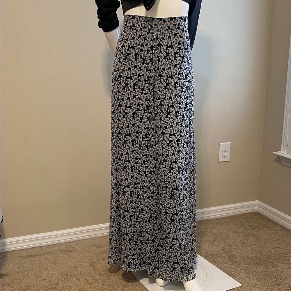 Nicole Miller Artelier Silk High Waist Palazzo Pant Hibiscus Floral Print 6 NWT